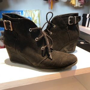 Suede lace up booties